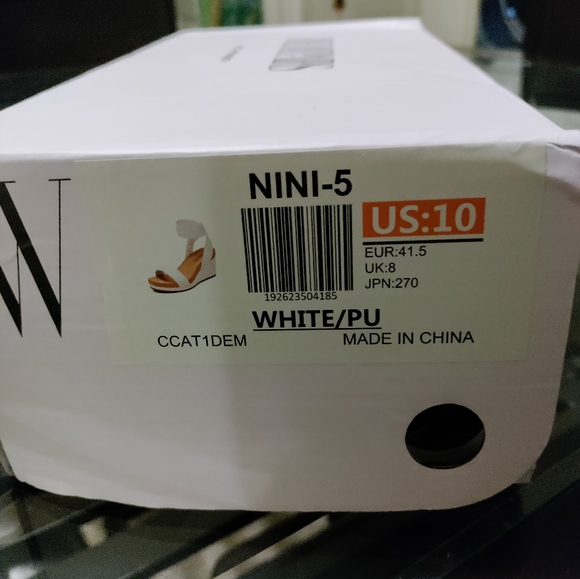 White PU White Wedge Sandals - Picture 5 of 5